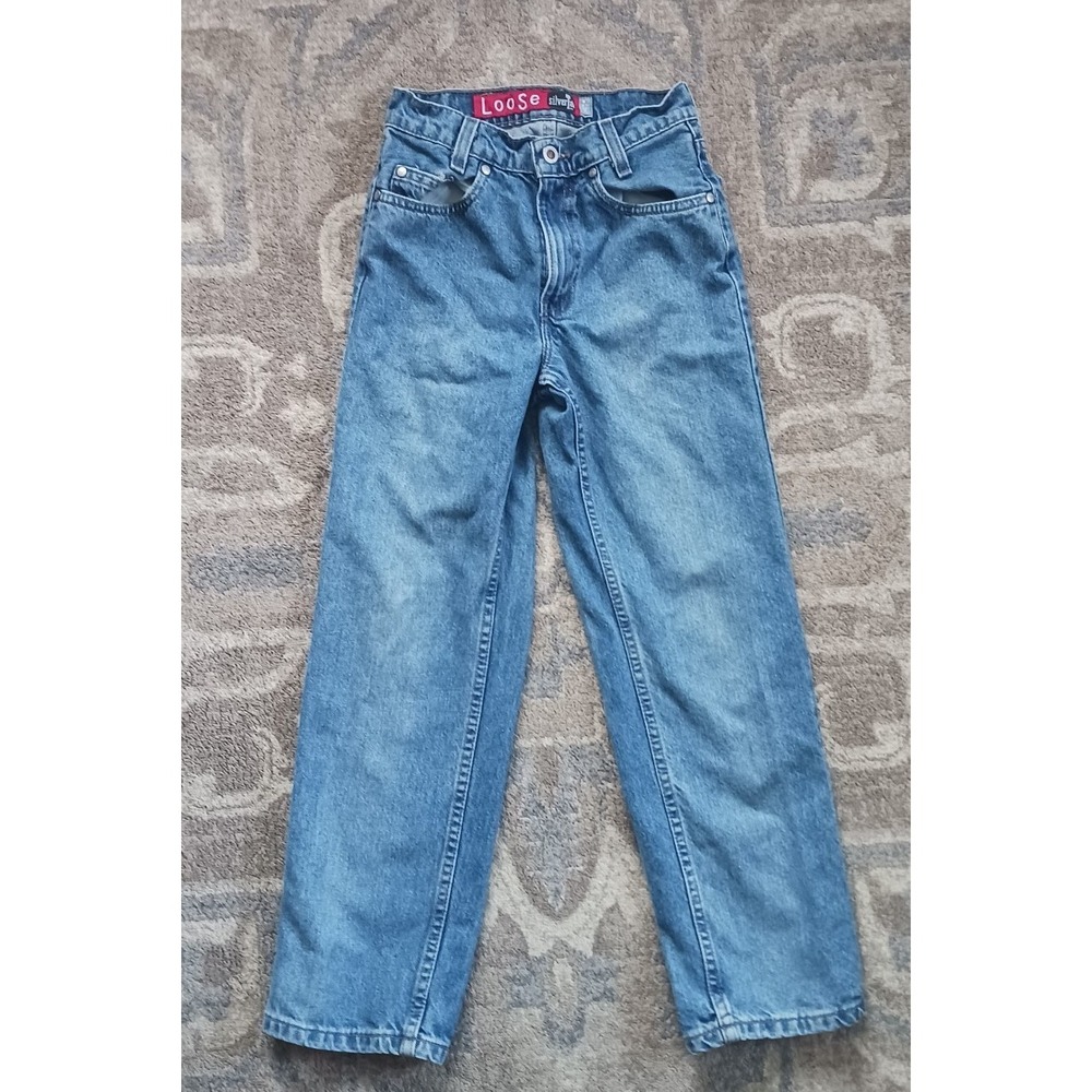 VTG 90s Levi's Jeans Kids 12 22" Darkwash Silver Tab   Waist Retro USA Made